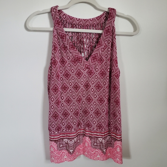 Skies Are Blue Boarder Print Top M - Picture 2 of 6